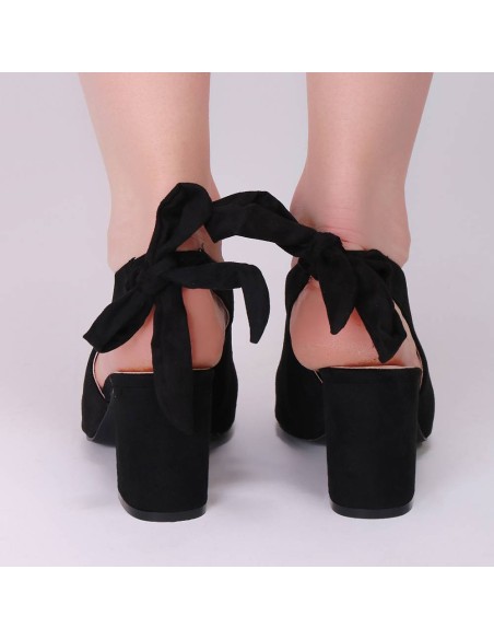 Sandales à ruban et talon noir Candy