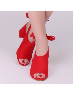 Sandales rouges à talon carré Candy 2