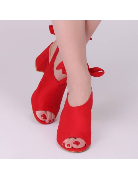 Sandales rouges à talon carré Candy