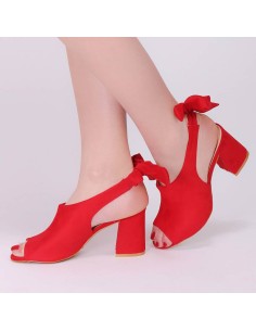 Sandales rouges à talon carré Candy