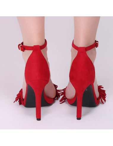 Sandales rouges à talon avec franges KIMY Sandales rouges à talon avec franges KIMY