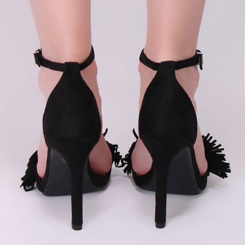 Sandales rouges à talon avec franges KIMY Sandales rouges à talon avec franges KIMY