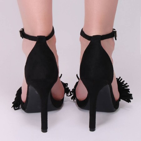 Sandales rouges à talon avec franges KIMY