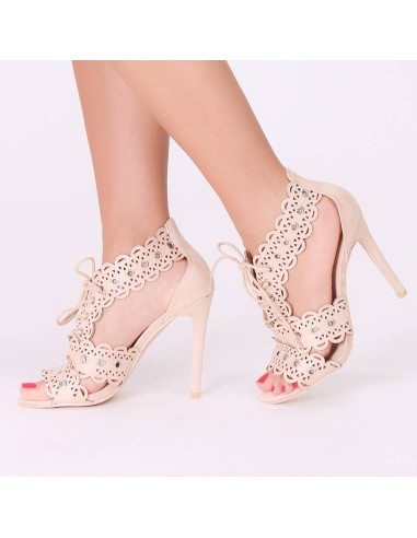 Sandales trouées à talon beige CHERYL