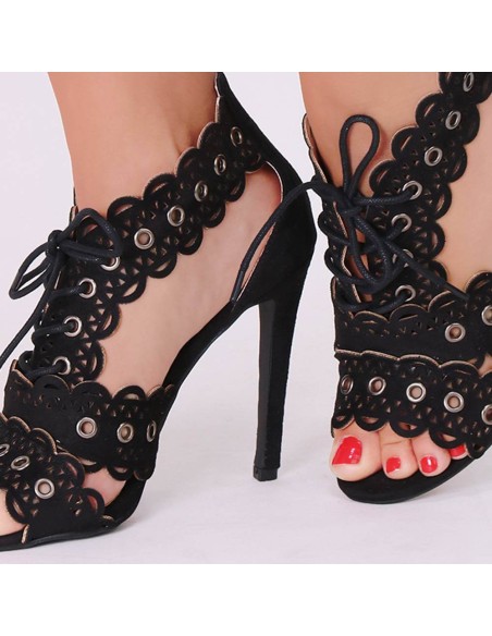 Sandales trouées à talon beige CHERYL