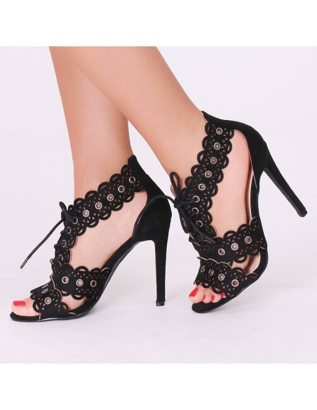 Sandales trouées à talon beige CHERYL