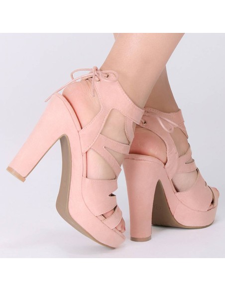 Sandales roses femme à talon Mylena