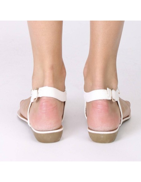 Sandales femme blanche à chaine dorée SHARON