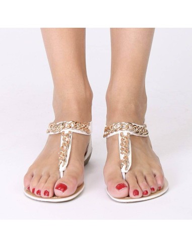 Sandales femme blanche à chaine dorée SHARON Sandales femme blanche à chaine dorée SHARON