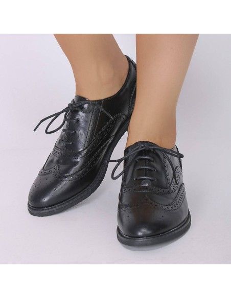 Derbies femme à lacets noir Louise