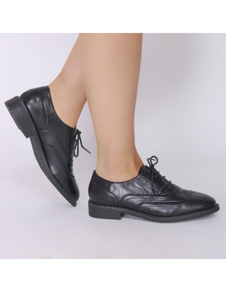 Derbies femme à lacets noir Louise
