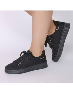 Baskets femme compensées noires Priscillia