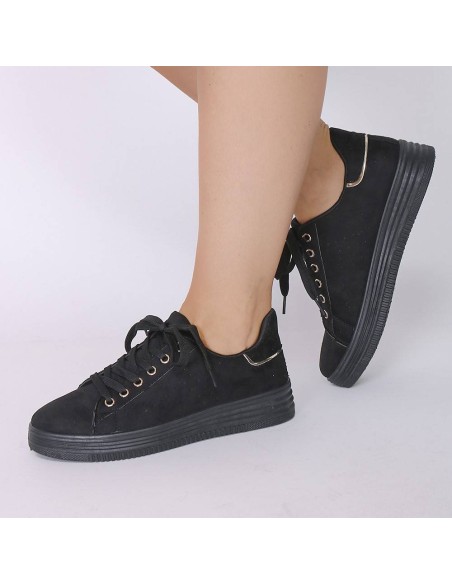 Baskets femme compensées noires Priscillia