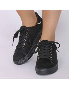 Baskets femme compensées noires Priscillia 2