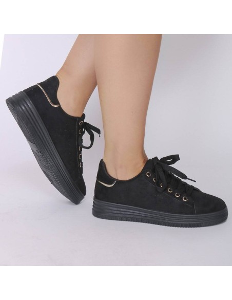 Baskets femme compensées noires Priscillia