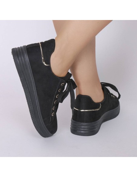 Baskets femme compensées noires Priscillia
