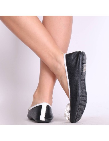 Ballerines femme noir et blanc à fleur MONCEAU Ballerines femme noir et blanc à fleur MONCEAU