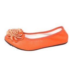 Ballerine femme simili cuir granulée à fleur orange modèle Monceau