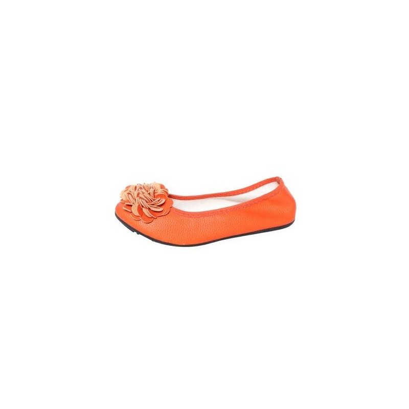 Ballerine femme simili cuir granulée à fleur orange modèle Monceau  Ballerine femme simili cuir granulée à fleur orange modèle Monceau