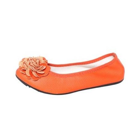 Ballerine femme simili cuir granulée à fleur orange modèle Monceau 