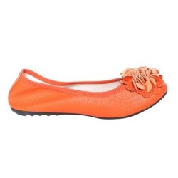 Ballerine femme simili cuir granulée à fleur orange modèle Monceau  2
