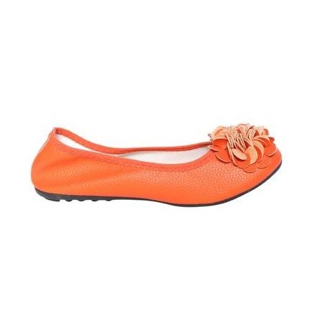 Ballerine femme simili cuir granulée à fleur orange modèle Monceau 