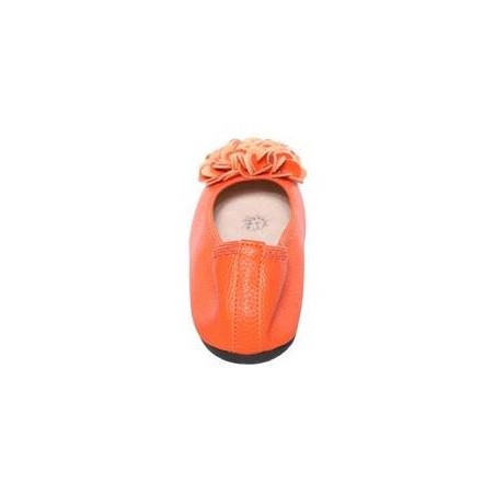 Ballerine femme simili cuir granulée à fleur orange modèle Monceau 