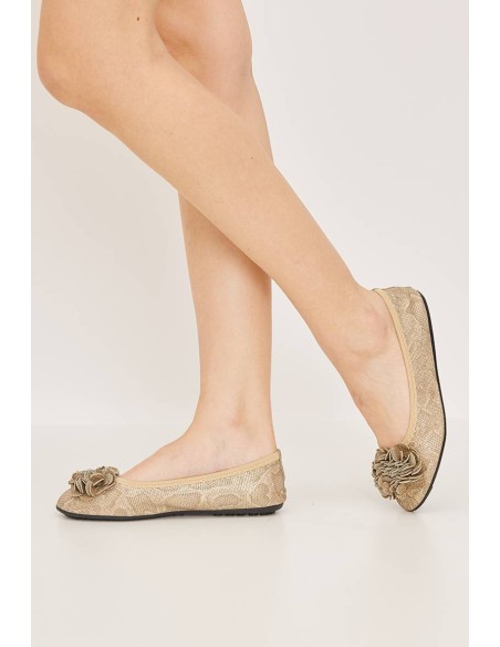 Ballerines beiges serpent  serpent femme à fleur MONCEAU