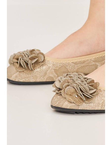 Ballerines beiges serpent  serpent femme à fleur MONCEAU