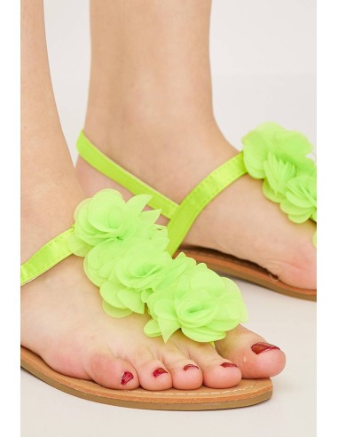Sandales plates à fleur fluo MALAGA Sandales plates à fleur fluo MALAGA