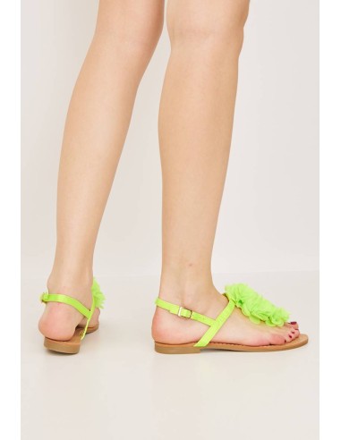 Sandales plates à fleur fluo MALAGA Sandales plates à fleur fluo MALAGA