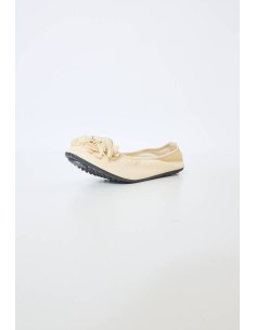 Ballerines beige clair pour femme avec fleurs MONCEAU 2