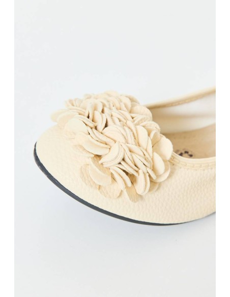 Ballerines beige clair pour femme avec fleurs MONCEAU