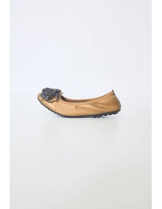 Ballerine bronze pour femme simili cuir granulé à fleur chic MONCEAU 2