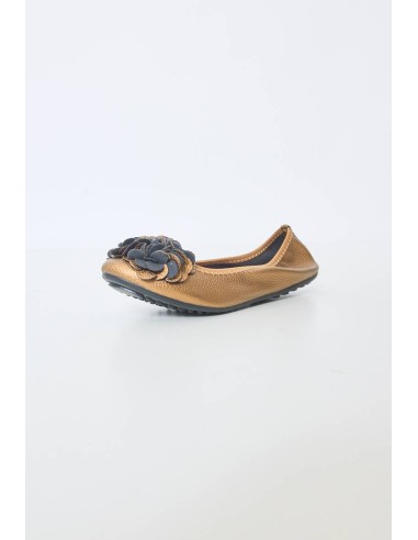 Ballerine bronze pour femme simili cuir granulé à fleur chic MONCEAU Ballerine bronze pour femme simili cuir granulé à fleur chic MONCEAU
