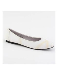 Ballerine confortable blanche plate simili cuir  bout daim SENTIER 