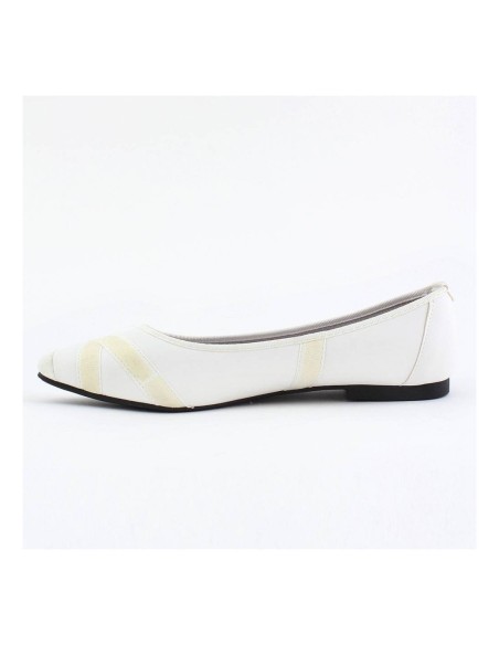 Ballerine confortable blanche plate simili cuir  bout daim SENTIER 