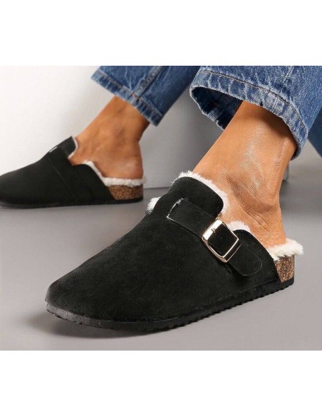 Mules noires fourrées femme Malia