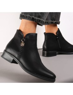 Bottines Femme Noires à Boucle Dorée – Chic et Confort 2026