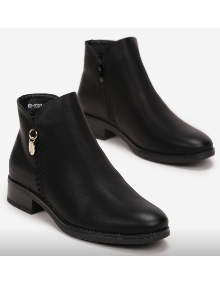 Bottines Femme Noires à Boucle Dorée – Chic et Confort 2026