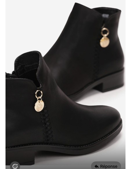 Bottines Femme Noires à Boucle Dorée – Chic et Confort 2026