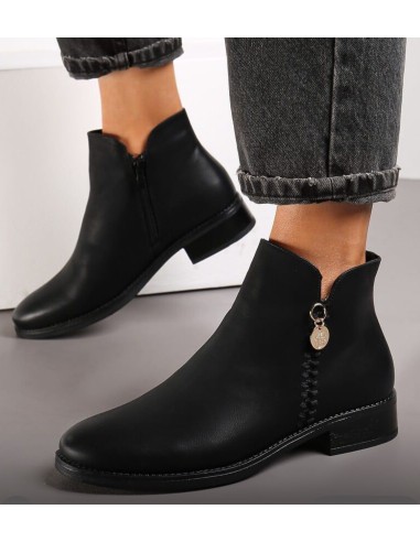 Bottines Femme Noires à Boucle Dorée – Chic et Confort 2026