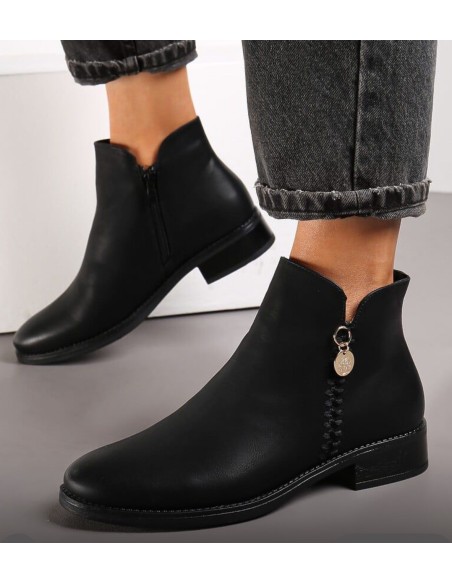 Bottines Femme Noires à Boucle Dorée – Chic et Confort 2026